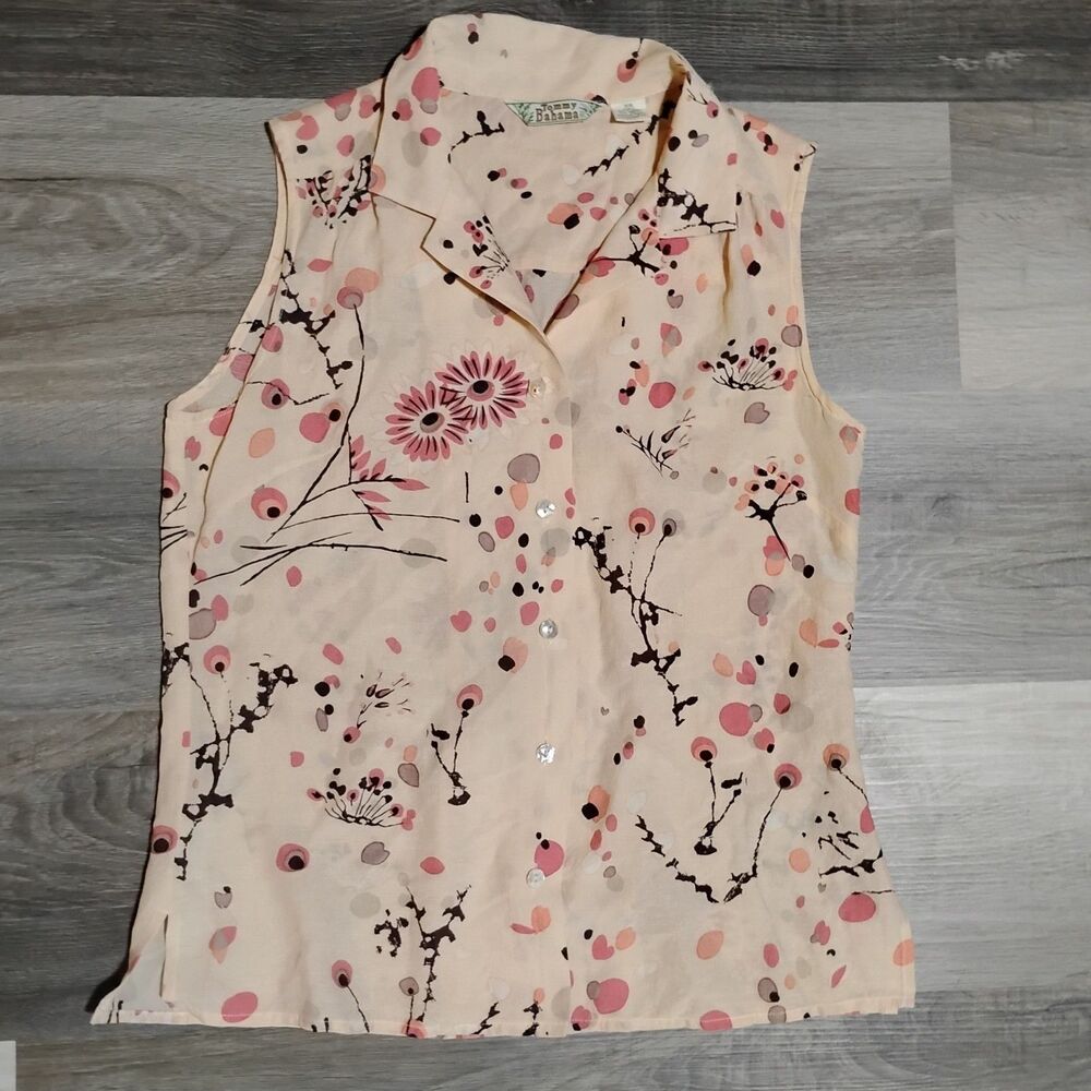 Vtg Tommy Bahama Blouse Top Women's XS Hawaiian Silk Wool Shirt Floral